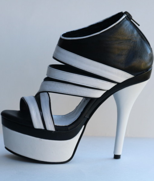 Black and White Leather Sandal 1