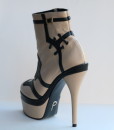 Beige and Black Leather Bootie 3