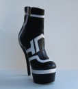 Black and White Leather Bootie 8