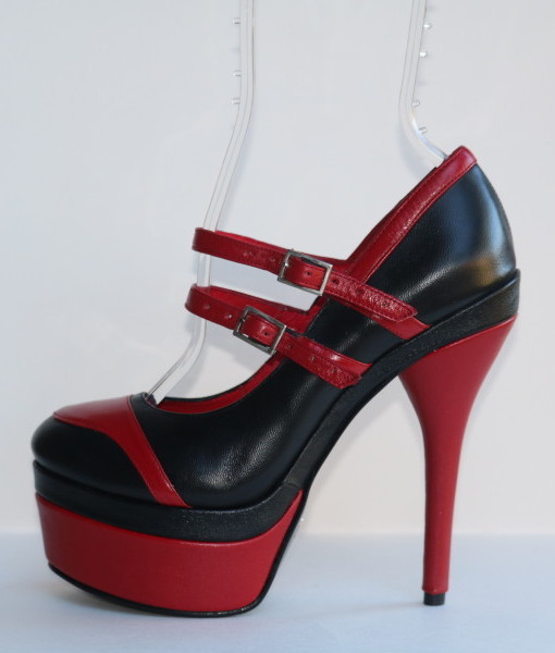 Tongue Black and Red Leather Pump 1