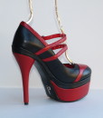 Tongue Black and Red Leather Pump 6