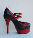 Racing Stripes Black and Red Leather Pump 7