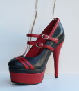 Racing Stripes Black and Red Leather Pump 12