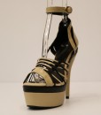 Beige and Black Artificial Leather Cross and Ankle Strap 11