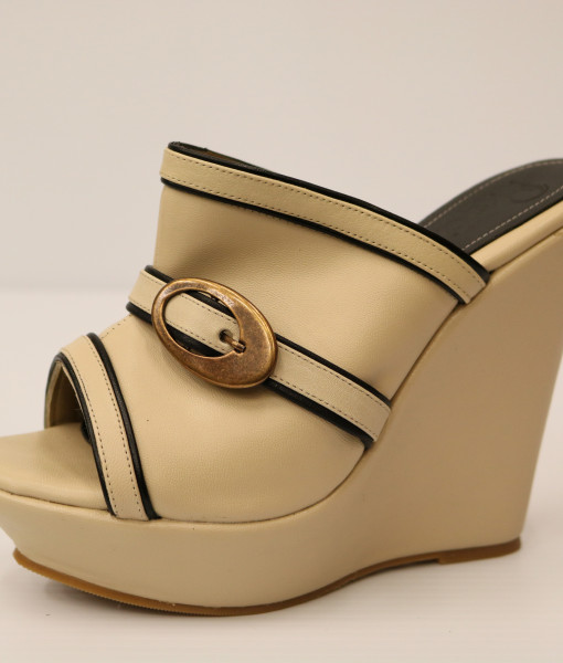 Beige and Black Artificial Leather Slip On 12