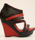 Black and Red Artificial Leather Wedge Sandal 5