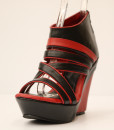 Black and Red Artificial Leather Wedge Sandal 8