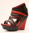 Black and Red Artificial Leather Wedge Sandal 9
