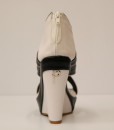 White and Black Artificial Leather Wedge Sandal 2