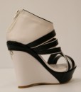 White and Black Artificial Leather Wedge Sandal 3