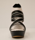 White and Black Artificial Leather Wedge Sandal 8